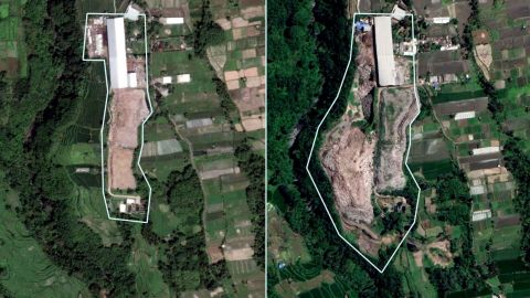 Korábbi képek alapján ez az Indonéziában, Balin található lerakóhely jelentősen nőtt 2014 és 2021 között